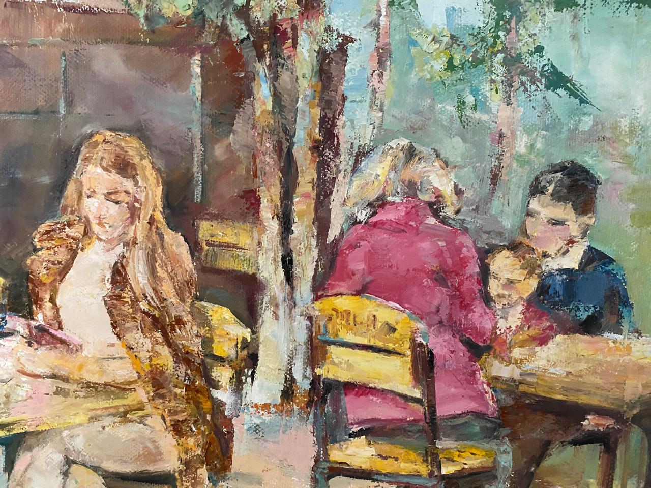 Original Art Oil on Canvas Impressionism Premium Hand Made Painting Coffee Shop