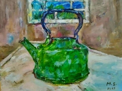 Green Kettle in the kitchen