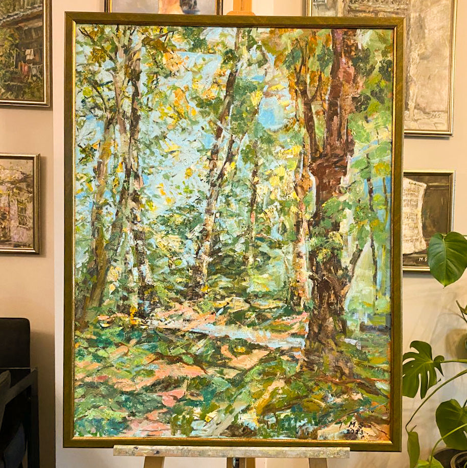 Whispers of the Forest – Luxurious Oil Painting of Enchanted Trees