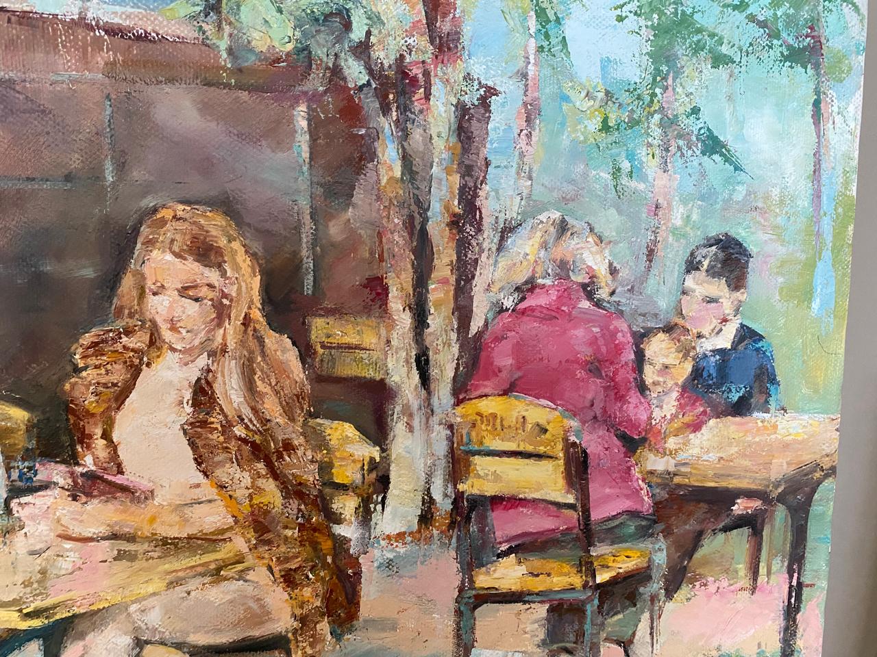 Original Art Oil on Canvas Impressionism Premium Hand Made Painting Coffee Shop