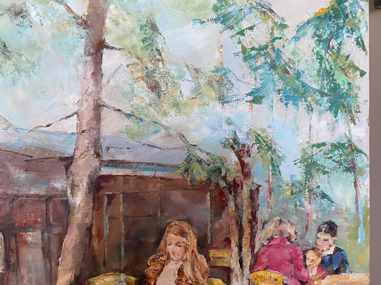 Original Art Oil on Canvas Impressionism Premium Hand Made Painting Coffee Shop