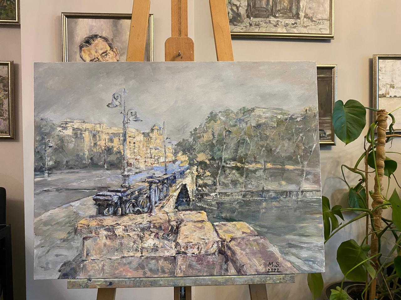 Elegance of the Central Bridge – Luxurious Oil Painting on Canvas