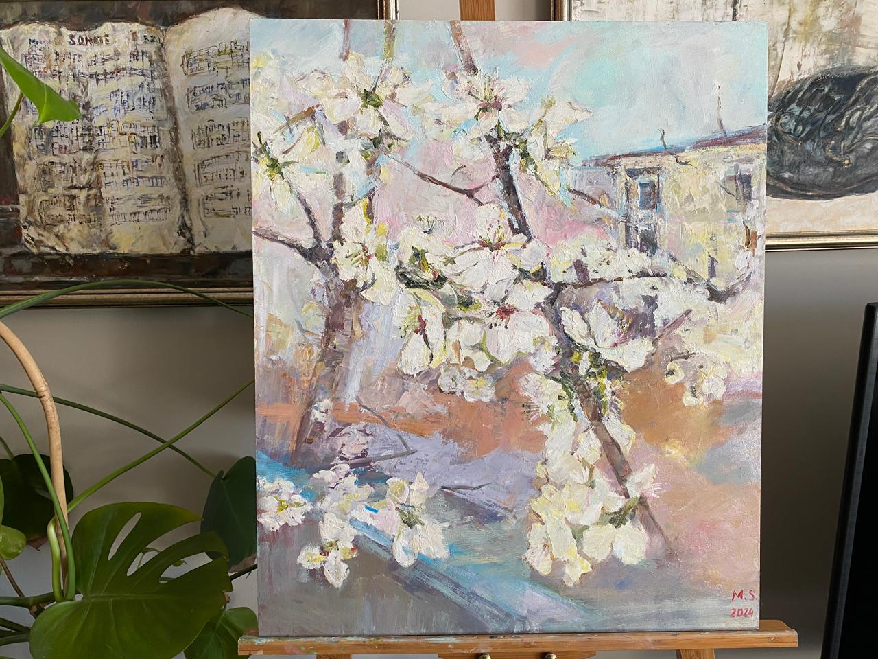 Summer Bliss – Luxurious Oil Painting of White Flowers in Bloom