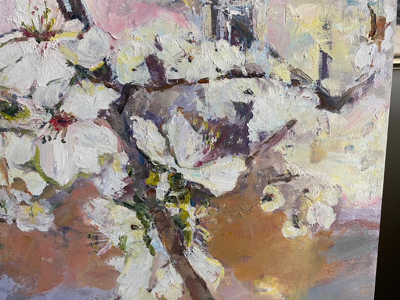 Summer Bliss – Luxurious Oil Painting of White Flowers in Bloom