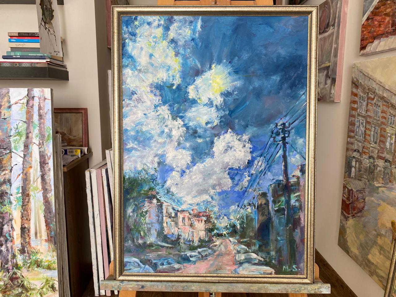 Majestic Skies – Luxurious Oil Painting of Big White Clouds