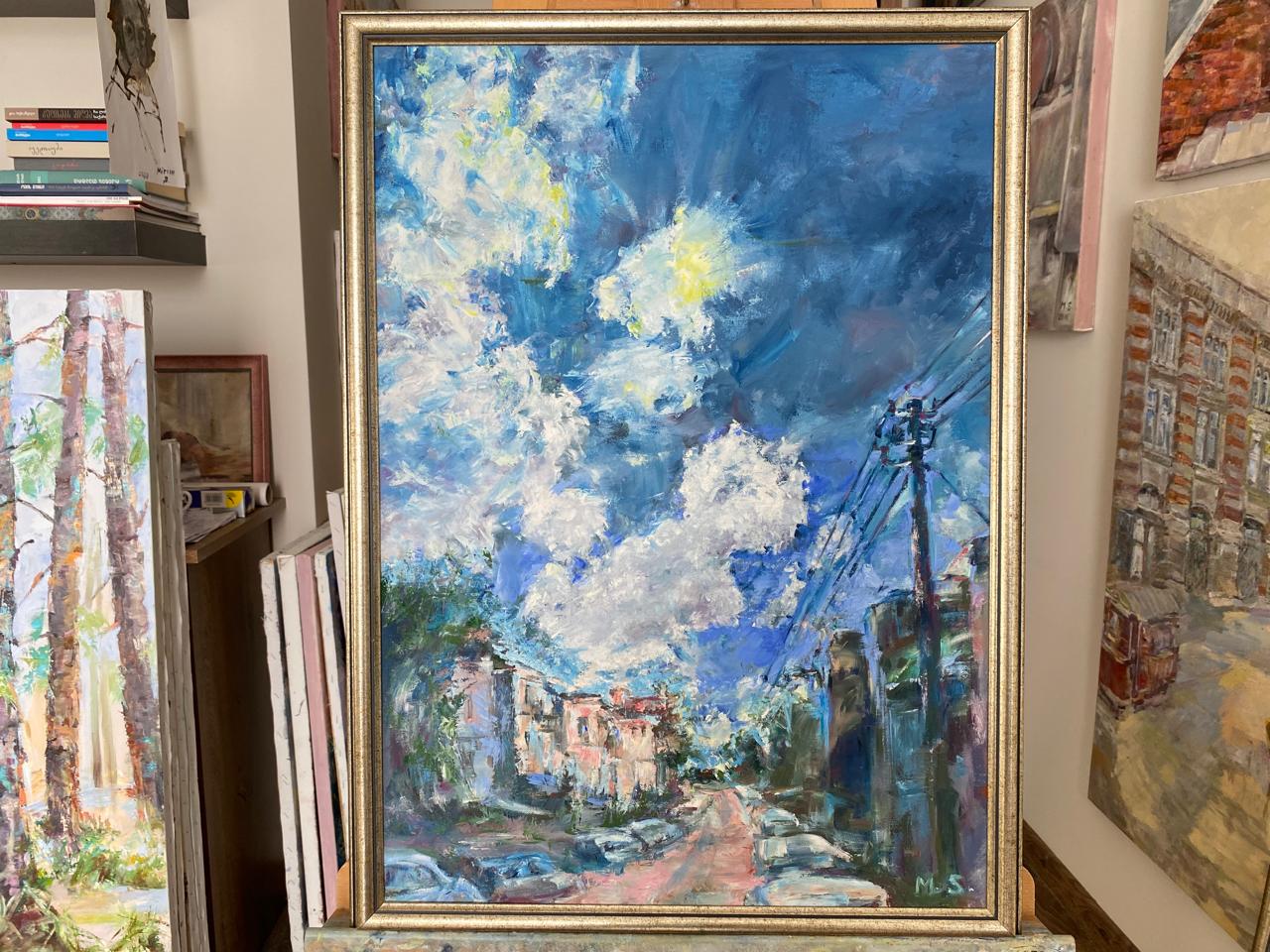 Majestic Skies – Luxurious Oil Painting of Big White Clouds