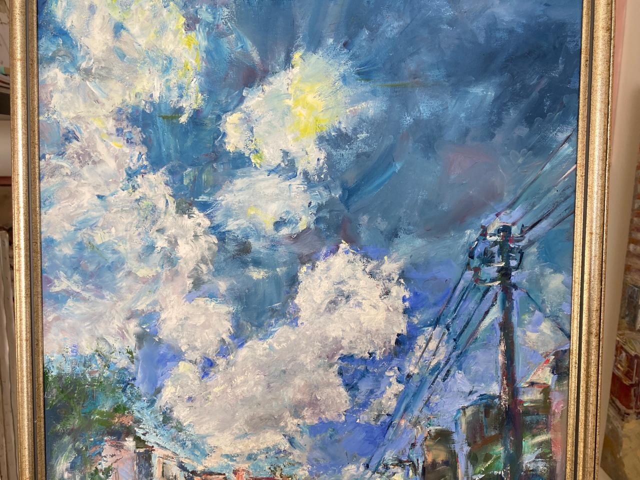 Majestic Skies – Luxurious Oil Painting of Big White Clouds