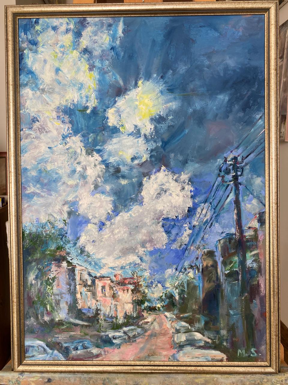 Majestic Skies – Luxurious Oil Painting of Big White Clouds
