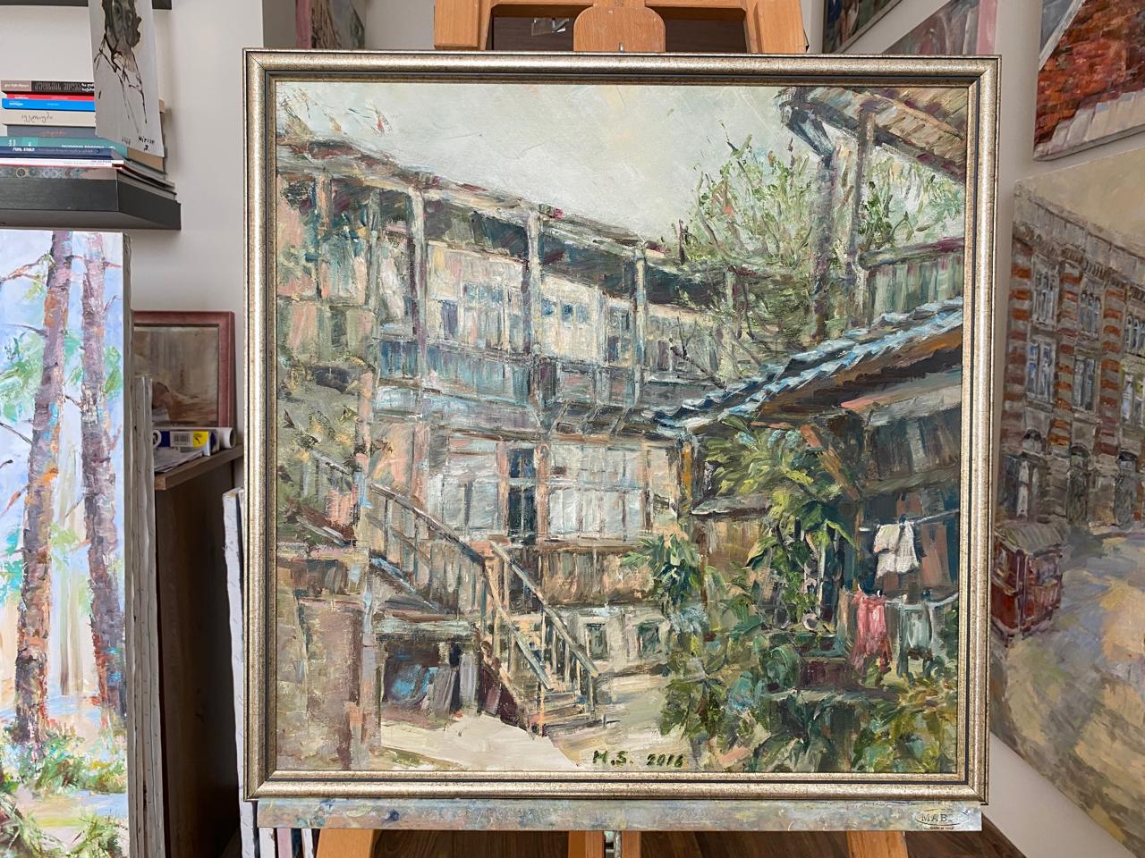 Charming Heritage – Luxurious Oil Painting of Old Tbilisi Houses
