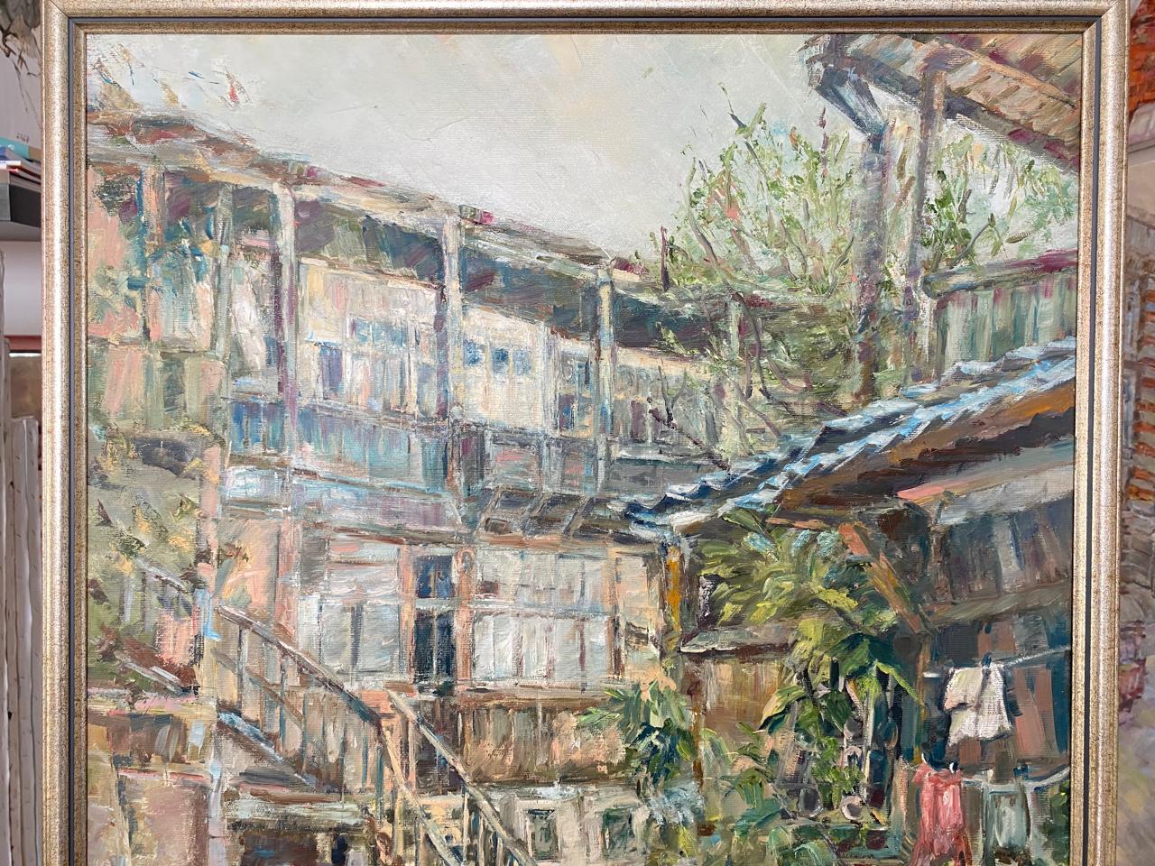 Charming Heritage – Luxurious Oil Painting of Old Tbilisi Houses