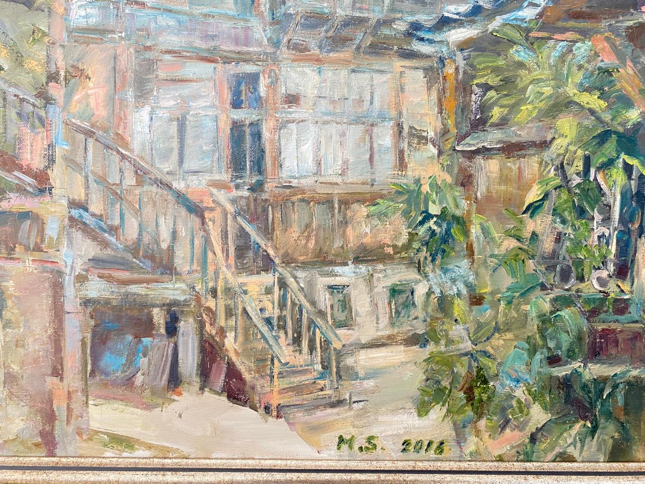 Charming Heritage – Luxurious Oil Painting of Old Tbilisi Houses