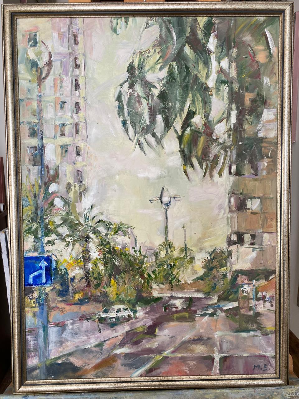 City Central Lights – Premium Impressionist Oil Painting of Urban Nightscape