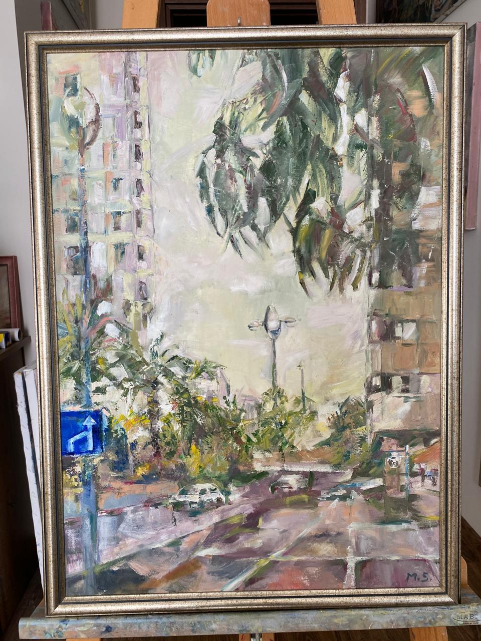 City Central Lights – Premium Impressionist Oil Painting of Urban Nightscape
