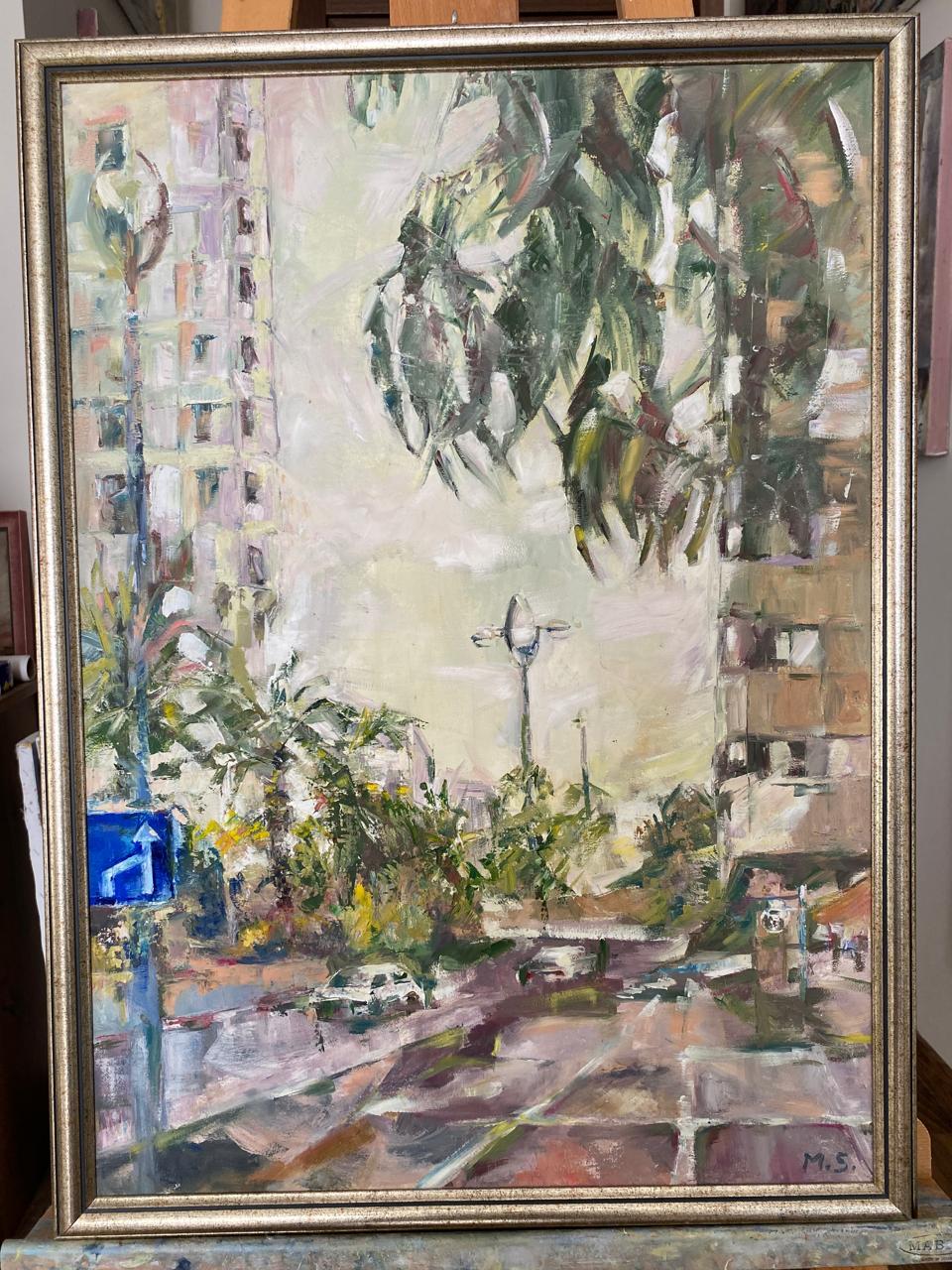 City Central Lights – Premium Impressionist Oil Painting of Urban Nightscape