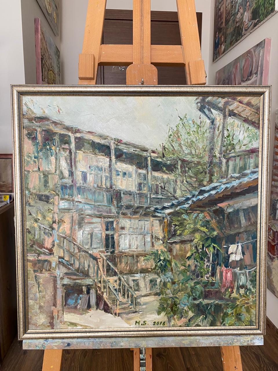 Charming Heritage – Luxurious Oil Painting of Old Tbilisi Houses