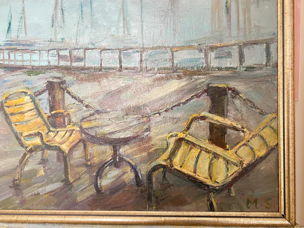 Painting of Tel Jaffa Beach Chairs Israel