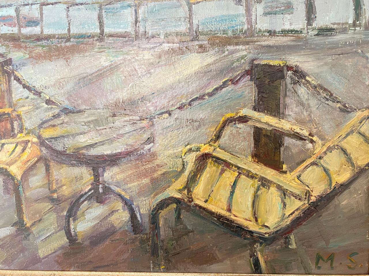 Painting of Tel Jaffa Beach Chairs Israel