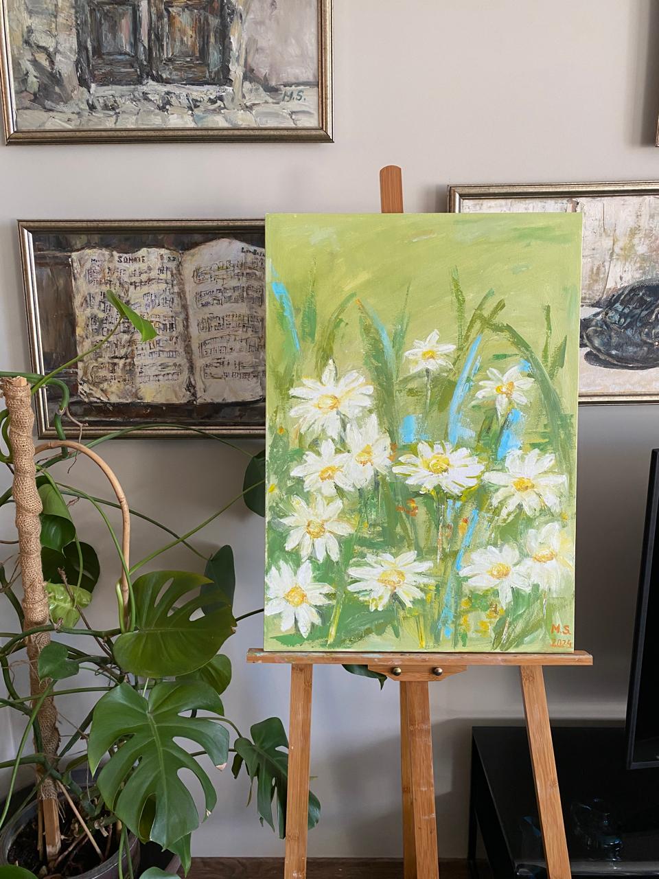 Elegant Oil Painting of White Garden Flowers - Luxury Floral Art on Canvas